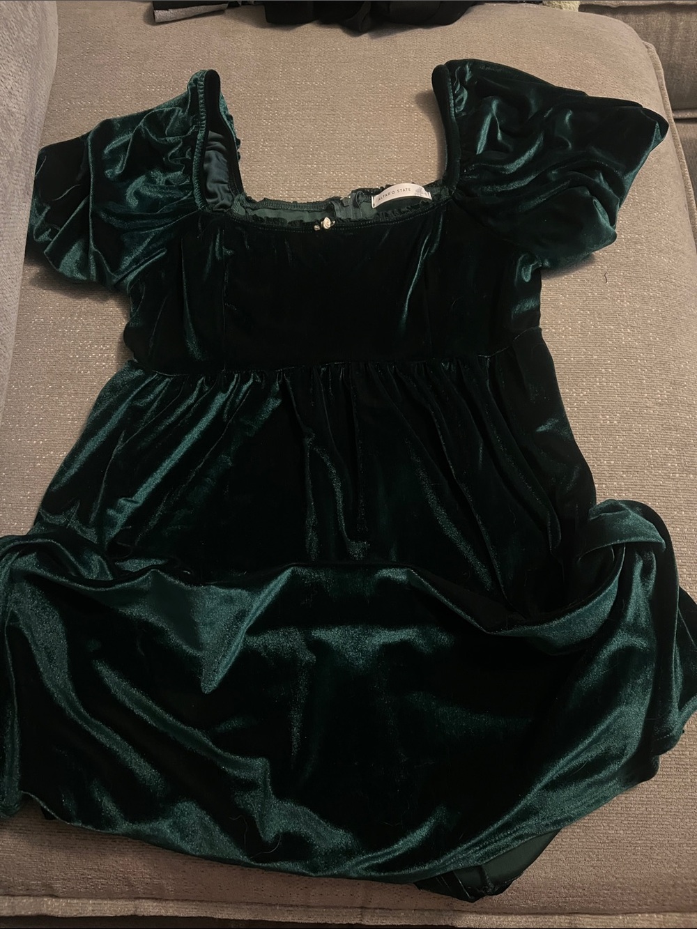 Altar'd State Dark Green Velvet Mini Dress